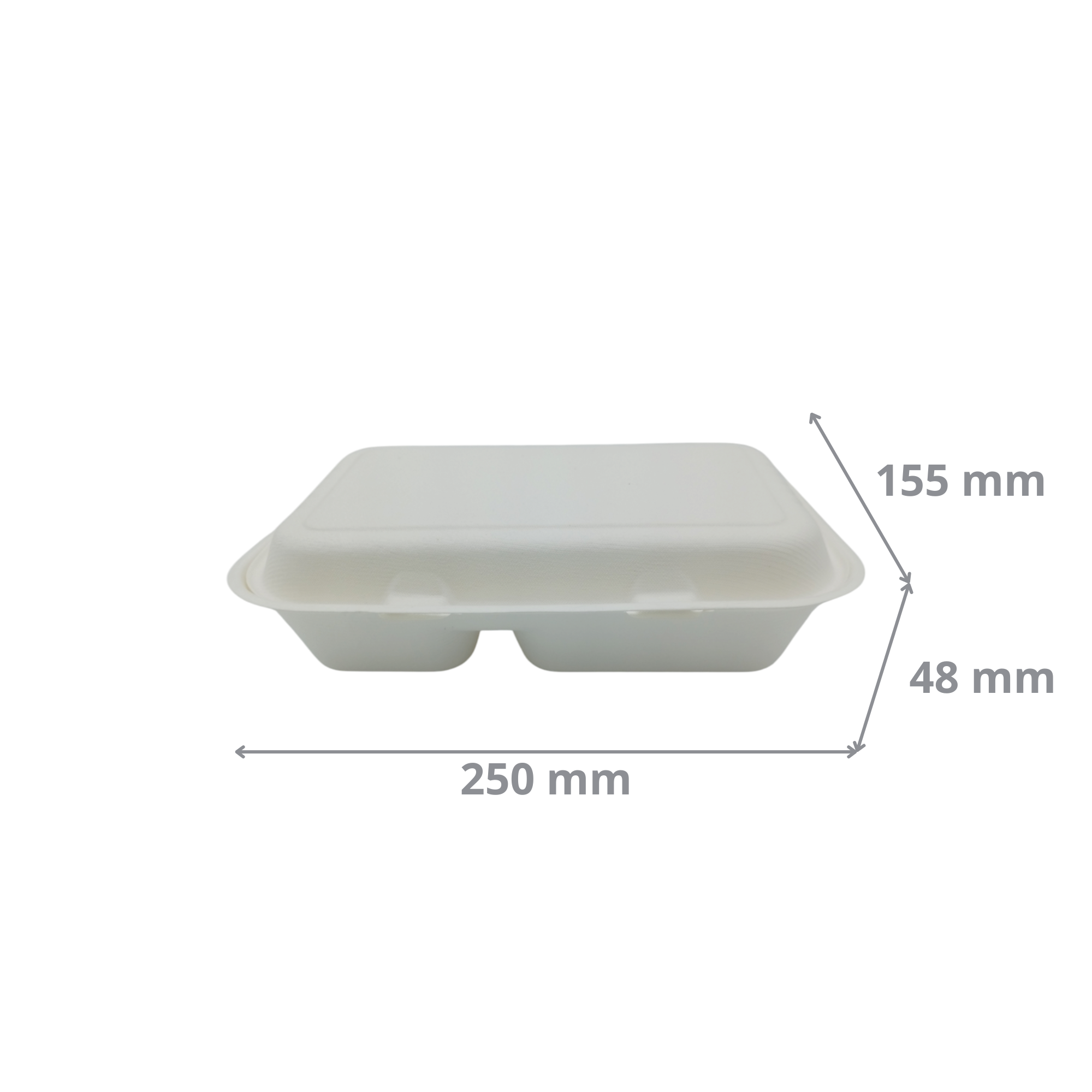 Boîte à repas 2 compartiments rectangulaire 25x15,5x4,8 cm en fibre de canne blanche